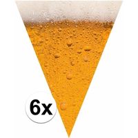 6x Bier print vlaggenlijnen / slingers 6,4 meter - thumbnail