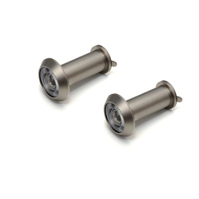 2x stuks deurspion / kijkgat / deurspionnen zilverkleurig RVS met afsluitklepje 1,6 cm