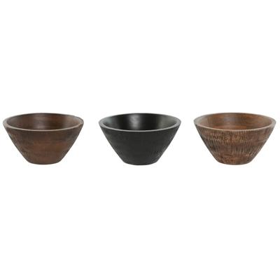 Aperitiefschaaltje Home ESPRIT Bruin Zwart Lichtbruin Mangohout Koloniaal 15 x 15 x 8 cm (3 Stuks)