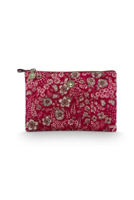 Pip Studio Pip Studio Charly Cosmetic Flat Pouch Medium Quilted Daisy Dreams Red 24x1x15.5cm