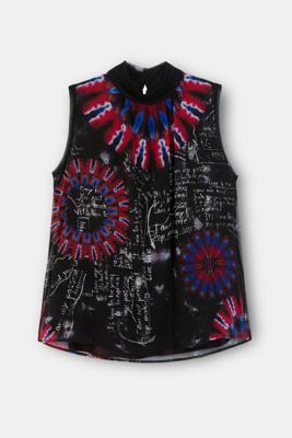 Mouwloze blouse met tie-dye - BLACK - M