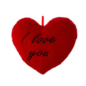 Sierkussentje Valentijn/I Love You hartje vorm - rood - 25 x 33 cm