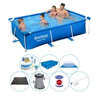 Bestway Steel Pro Rechthoekig Zwembad - 259 x 170 x 61 cm - Blauw - Inclusief Accessoires - Voordeelpakket - thumbnail