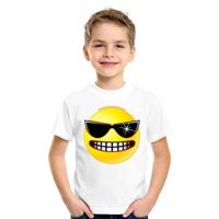 Emoticon stoer t-shirt wit kinderen XL (158-164)  -