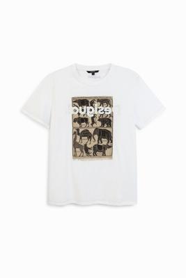 T-shirt met patch 100% katoen - WHITE - L