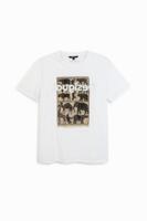 T-shirt met patch 100% katoen - WHITE - L