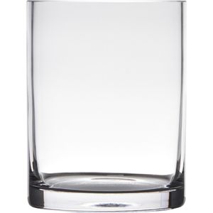 Transparante home-basics cylinder vorm vaas/vazen van glas 15 x 12 cm