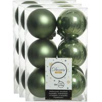 Decoris kerstballen - 36x st - mosgroen - 6 cm - kunststof - mat/glans - kerstversiering