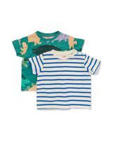 HEMA Baby T-shirts Met Dino En Strepen - 2 Stuks Groen (groen)