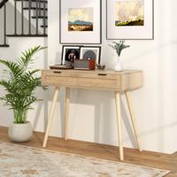 Rotan Consoletafel met Schuiflade Haltafel in Bohemian-Stijl Houten Salontafel Kaptafel Natuurlijk