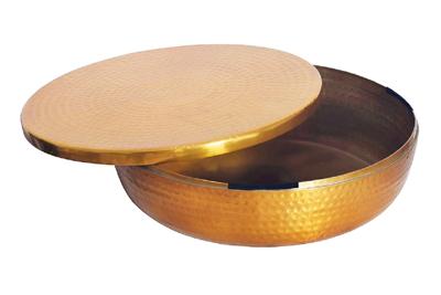 Schaal ORIENT met deksel 40cm aluminum goud - 44473
