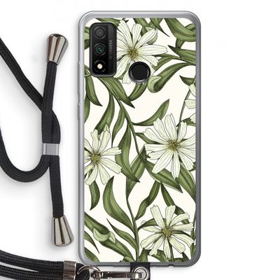 Wit bloemenpatroon: Huawei P Smart (2020) Transparant Hoesje met koord