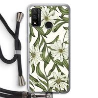 Wit bloemenpatroon: Huawei P Smart (2020) Transparant Hoesje met koord
