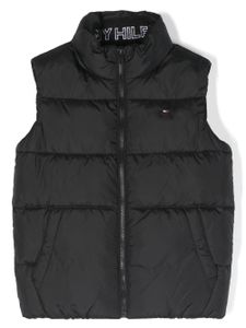 Tommy Hilfiger Junior gilet matelassé à logo brodé - Noir