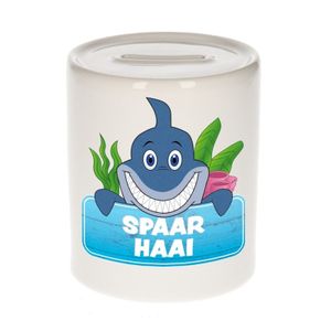 Kinder spaarpot met haaien print 9 cm