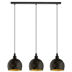 Eglo Eetkamer hanglamp Roccaforte 3-lichts zwart met goud 97846