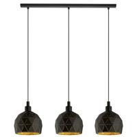 Eglo Eetkamer hanglamp Roccaforte 3-lichts zwart met goud 97846