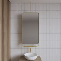 Spiegel Gliss Astra 100x50 Cm Goud Met Planchet en Plafondbevestiging.