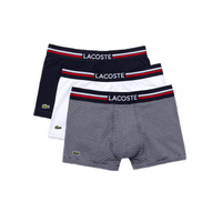 Lacoste Lacoste Boxershorts Heren Gestreept / Wit / Navy 3-Pack