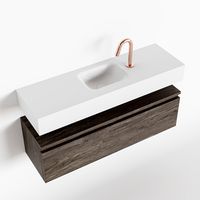 Toiletmeubel Mondiaz Andor | 100 cm | Meubelkleur Dark brown | Lex vrijhangend wastafel Talc Midden | 1 kraangat