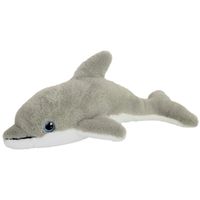 Inware pluche dolfijn knuffeldier - grijs/wit - zwemmend - 32 cm