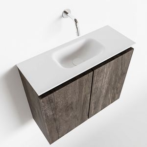 Toiletmeubel Mondiaz Ture | 60 cm | Meubelkleur Dark brown | Eden wastafel Talc Midden | Zonder kraangat