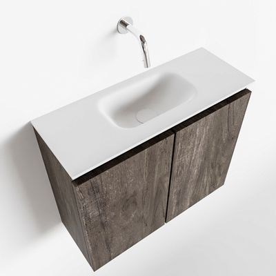 Toiletmeubel Mondiaz Ture | 60 cm | Meubelkleur Dark brown | Eden wastafel Talc Midden | Zonder kraangat