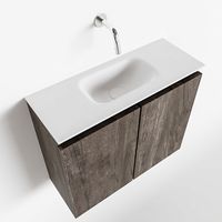 Toiletmeubel Mondiaz Ture | 60 cm | Meubelkleur Dark brown | Eden wastafel Talc Midden | Zonder kraangat