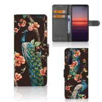 Sony Xperia 5II | Telefoonhoesje | Met pasjeshouder | Pauw met Bloemen