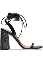 Miu Miu sandales pailletées à cheville nouée - Noir