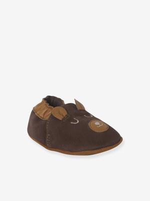 Elastische leren babyschoentjes in soepel leer veel bruin