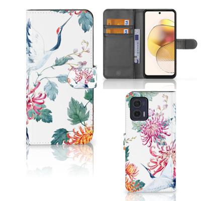 Motorola Moto G73 | Telefoonhoesje | Met pasjeshouder | Bird Flowers