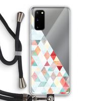 Gekleurde driehoekjes pastel: Samsung Galaxy S20 Transparant Hoesje met koord