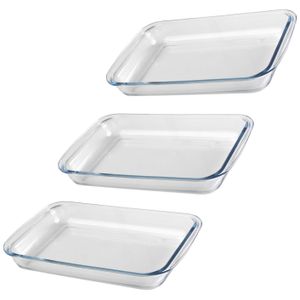 Chef Traiteur Ovenschaal van borosilicaat glas - 3x - rechthoek - 2.2 Liter - 35 x 20 x 5 cm