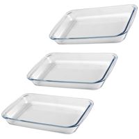 Chef Traiteur Ovenschaal van borosilicaat glas - 3x - rechthoek - 2.2 Liter - 35 x 20 x 5 cm