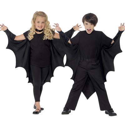 Smiffys verkleedkleding Cape - vleermuis vleugels - vampier - zwart - voor kinderen Smiffys verkleedkleding Cape - vleermuis vleugels - vampier - zwart - voor kinderen