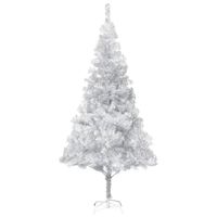 The Living Store Kunstkerstboom - Glanzend zilver - 240 cm - Met LED-verlichting - Inclusief kerstballen en piek