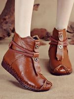 Vintage Comfort Soft Leather Panel Zip Booties - thumbnail