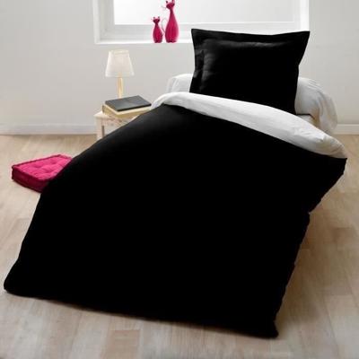 Dekbedovertrekset voor 1 persoon - 140x200 cm - 100% Katoen - Tweekleurig Zwart en wit