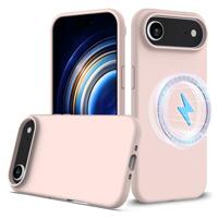 Lunso iPhone 17 Air hoesje - Flexibel siliconen Backcover met MagSafe - Lichtroze
