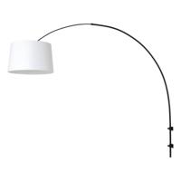 Steinhauer Zwarte wand booglampSparkled met witte lampenkap - 8192ZW