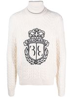 Billionaire logo-embroidered roll-neck jumper - Blanc