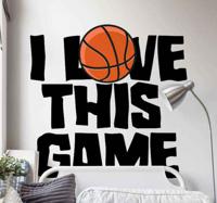 Basketbal sticker Basketbalspeler met tekst - thumbnail