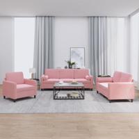 3-delige Loungeset met kussens fluweel roze