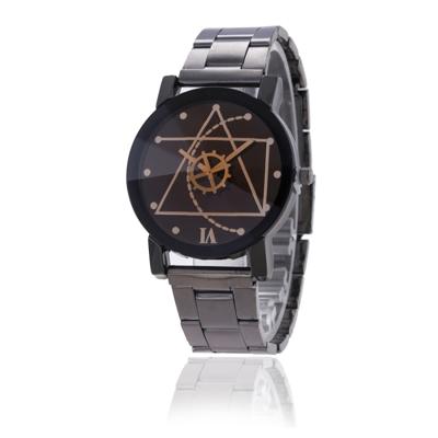 2 stuks bruin glas Gear Tungsten stalen band horloge voor mannen/vrouwen (mannen zwart)