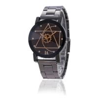 2 stuks bruin glas Gear Tungsten stalen band horloge voor mannen/vrouwen (mannen zwart)