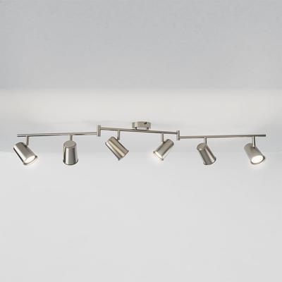 Riga - LED plafondlamp - 30 Watt 2400 Lumen - 6 spots - 4000K Neutraal wit - Draaibaar en dimbaar - GU10 - Kantelbaar - Plafondspot - IP20 Voor binnen - RVS