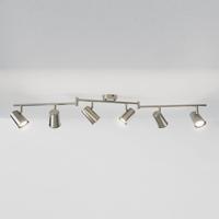 Riga - LED plafondlamp - 30 Watt 2400 Lumen - 6 spots - 4000K Neutraal wit - Draaibaar en dimbaar - GU10 - Kantelbaar - Plafondspot - IP20 Voor binnen - RVS