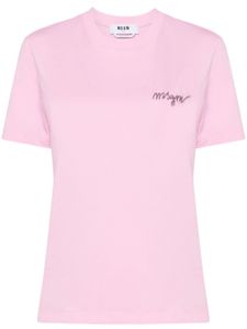 MSGM t-shirt en coton à logo brodé - Rose