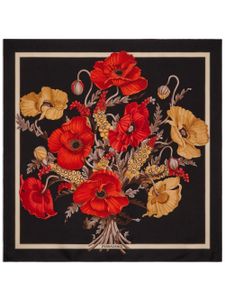 Ferragamo foulard en soie à motif Poppies - Noir